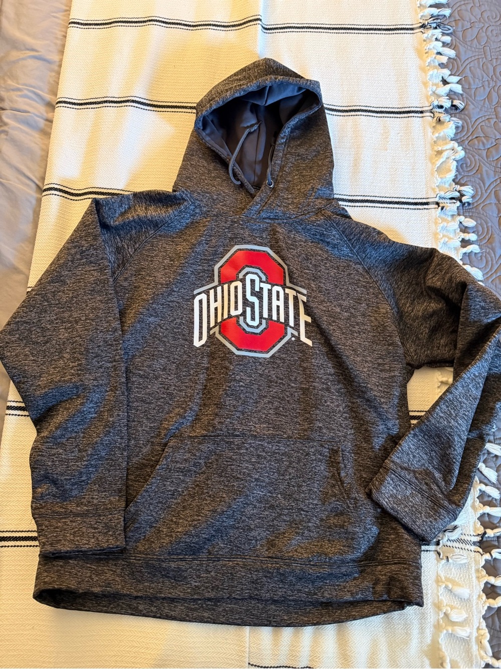 Colosseum Gray Hoodie with Red and White Ohio State Logo size XL
